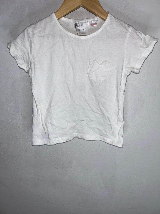 White Heart Pocket Tee 18-24m