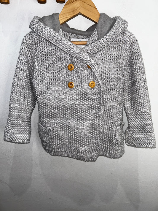 Grey double breasted cardigan 12-18m