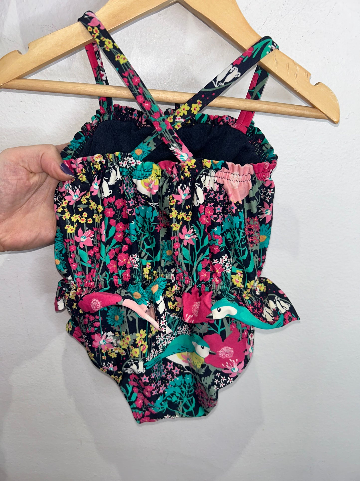 Dark floral swimsuit 2y