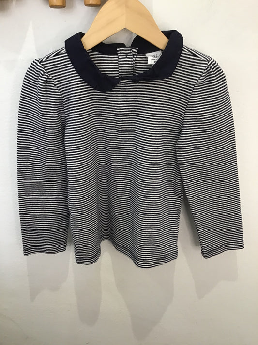 Collared striped knit longsleeve 4y
