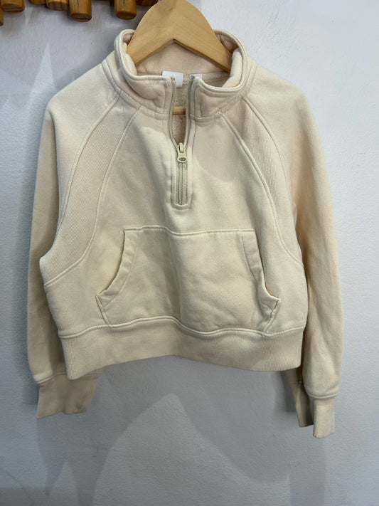 Cream cropped quarter zip 6-7y