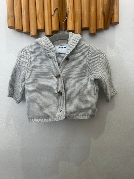 Grey hooded cardigan 0-3m