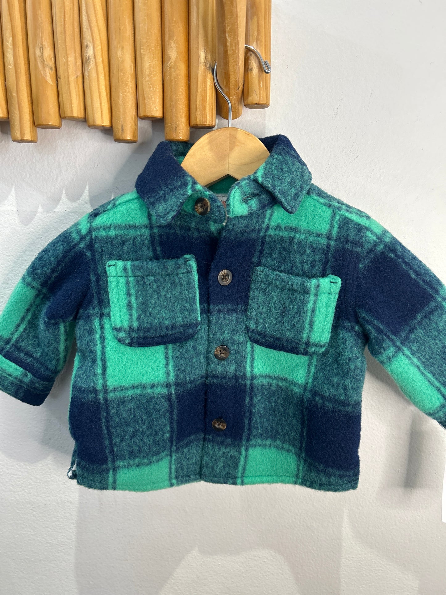 Green fleece overshirt 6m NEW