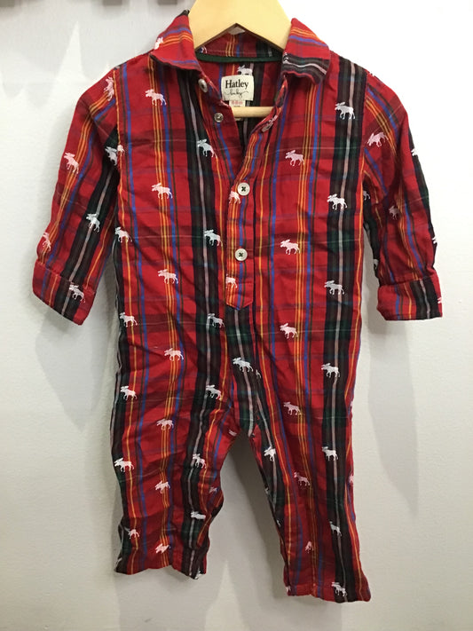 Hatley chckered moose romper 6-9m