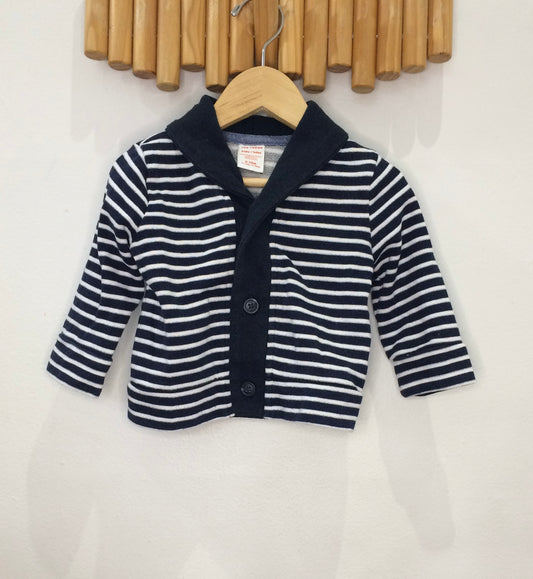 Stripey cotton collar cardigan 6-12m