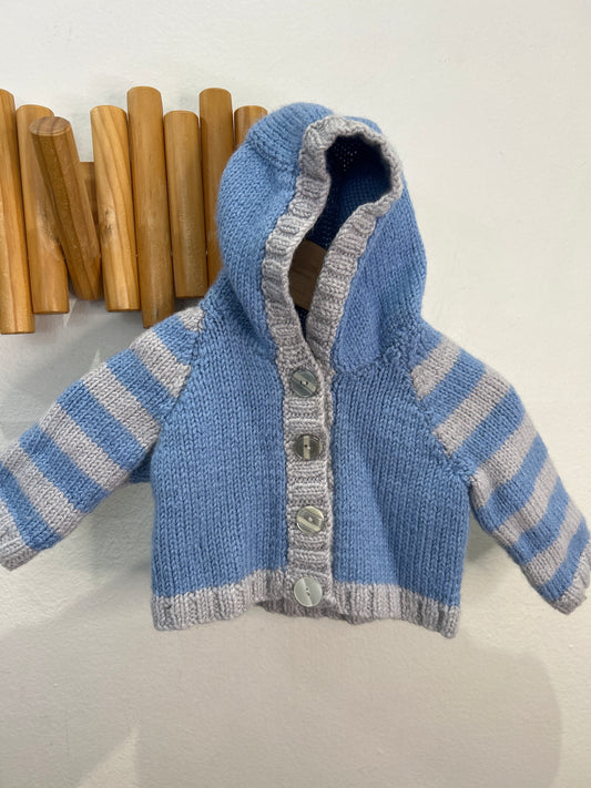 Blue hand knit sweater 0-3m