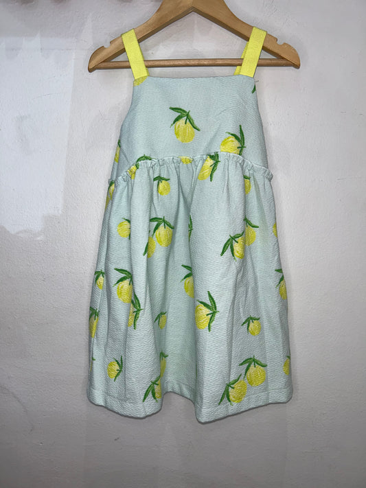 Yellow fruits dress 3-4y