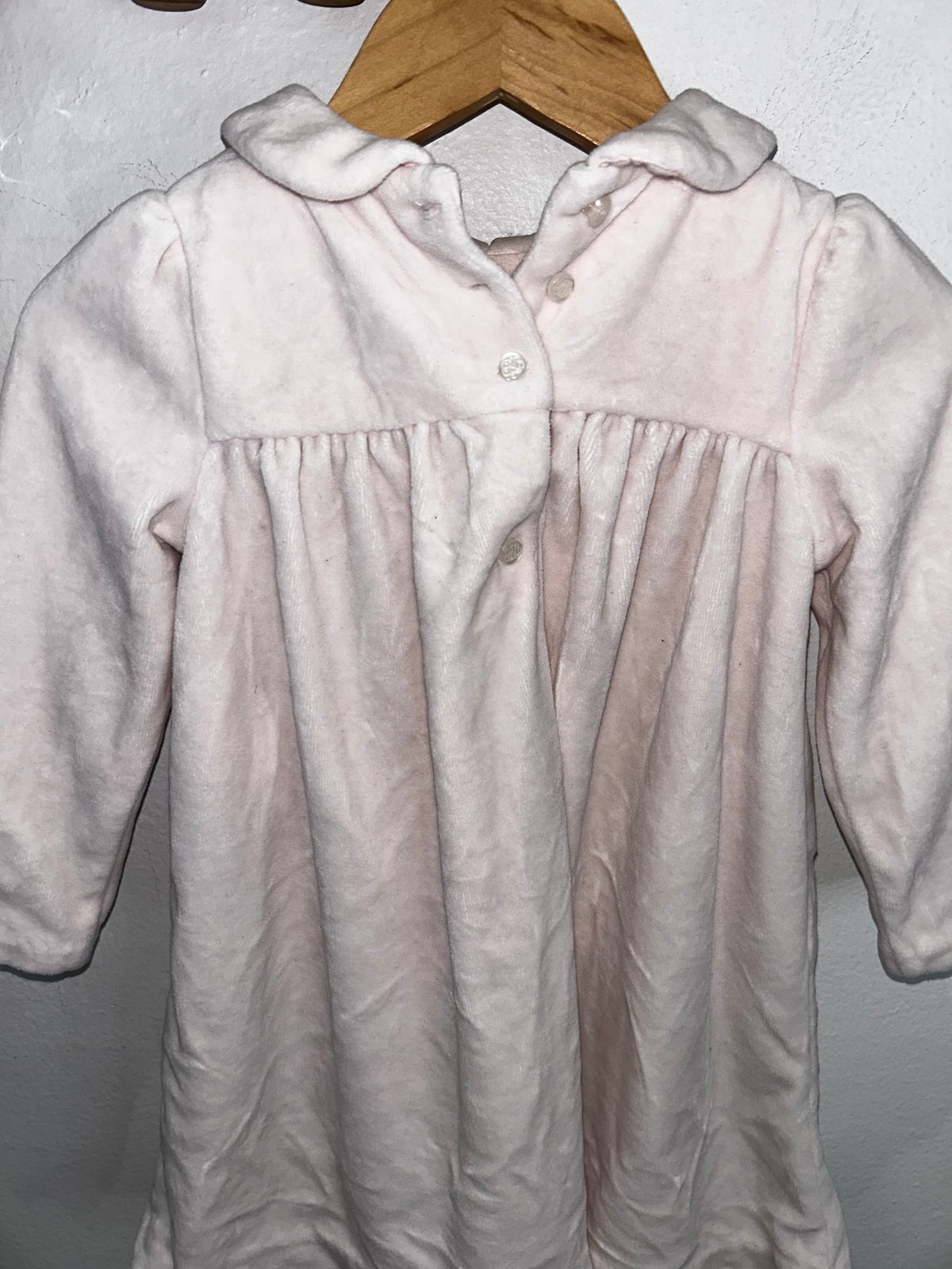 Light pink velour dress with bloomers 12m