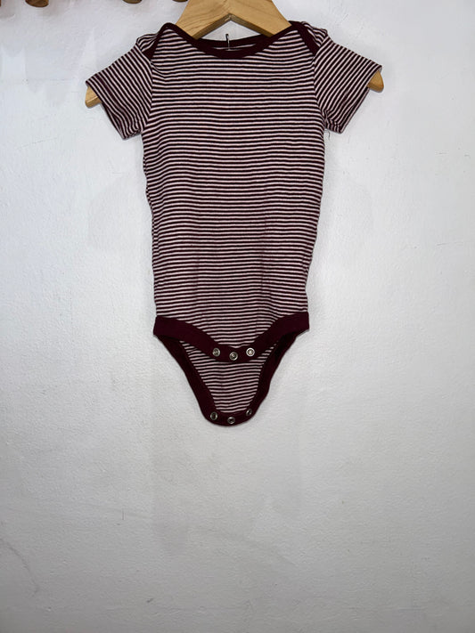 Maroon stripes onesie 3-6m
