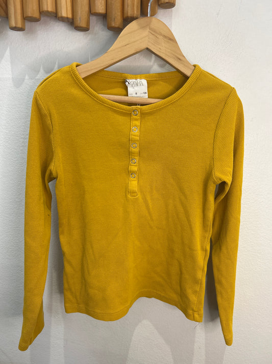 Mustard ribbed henley 8y