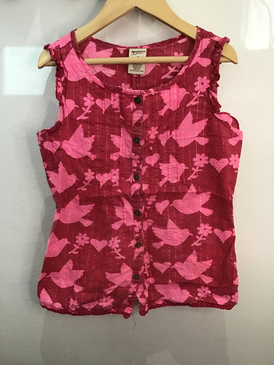 Tanktop blouse birds red 8y