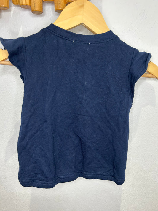Navy kangaroo pocket tee 18-24m