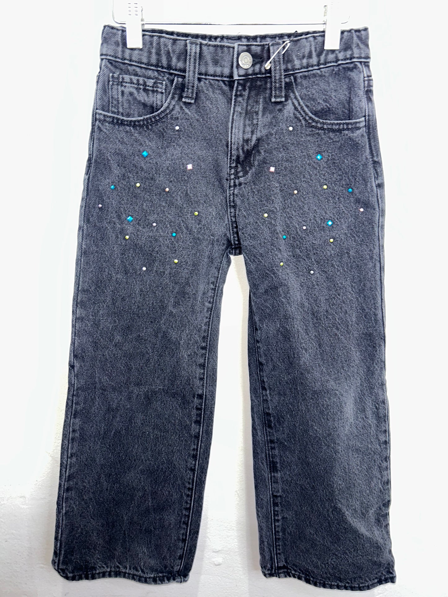 Gems wide leg black jeans 8y