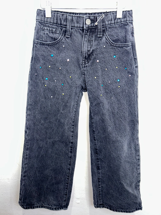 Gems wide leg black jeans 8y