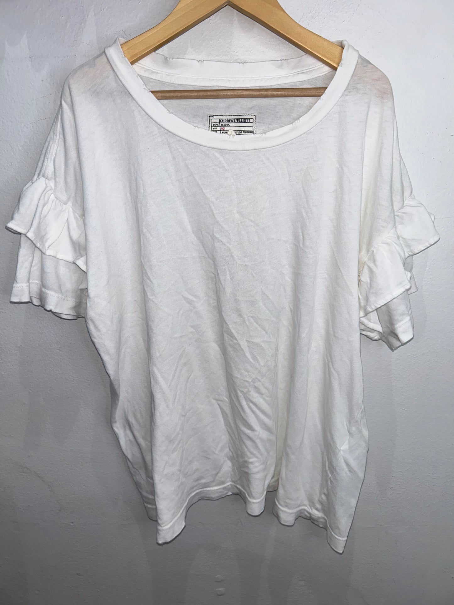 White distressed tee- adult S/M