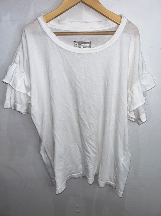 White distressed tee- adult S/M