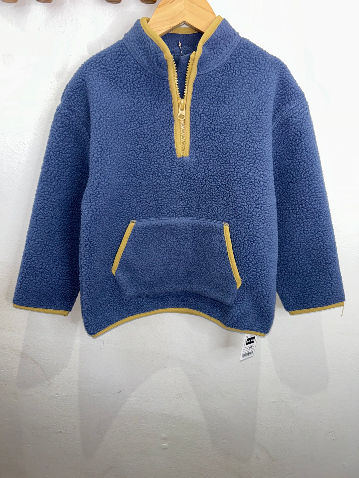 Blue fleece halfzip 4-5y NEW