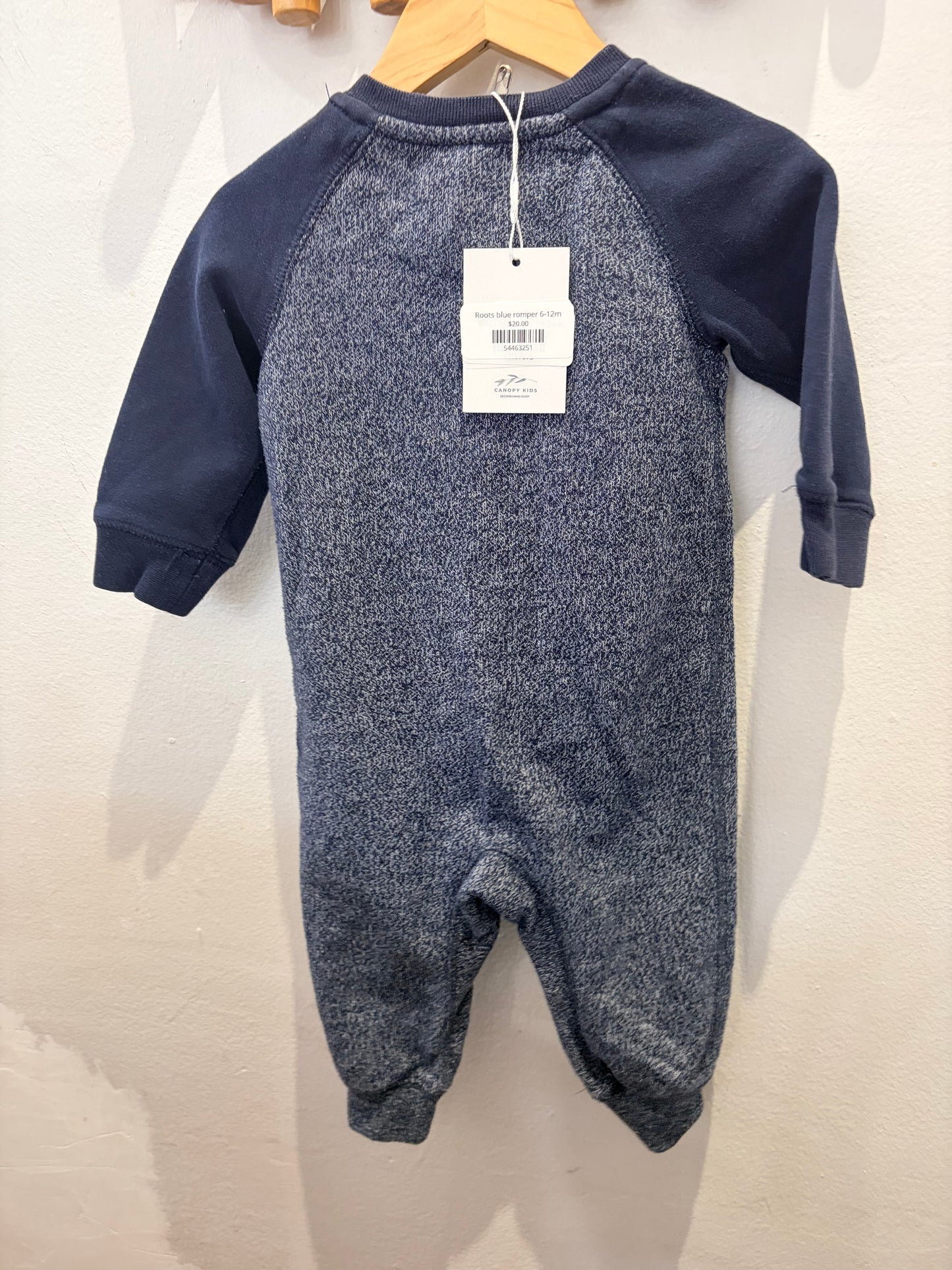 Roots blue romper 6-12m