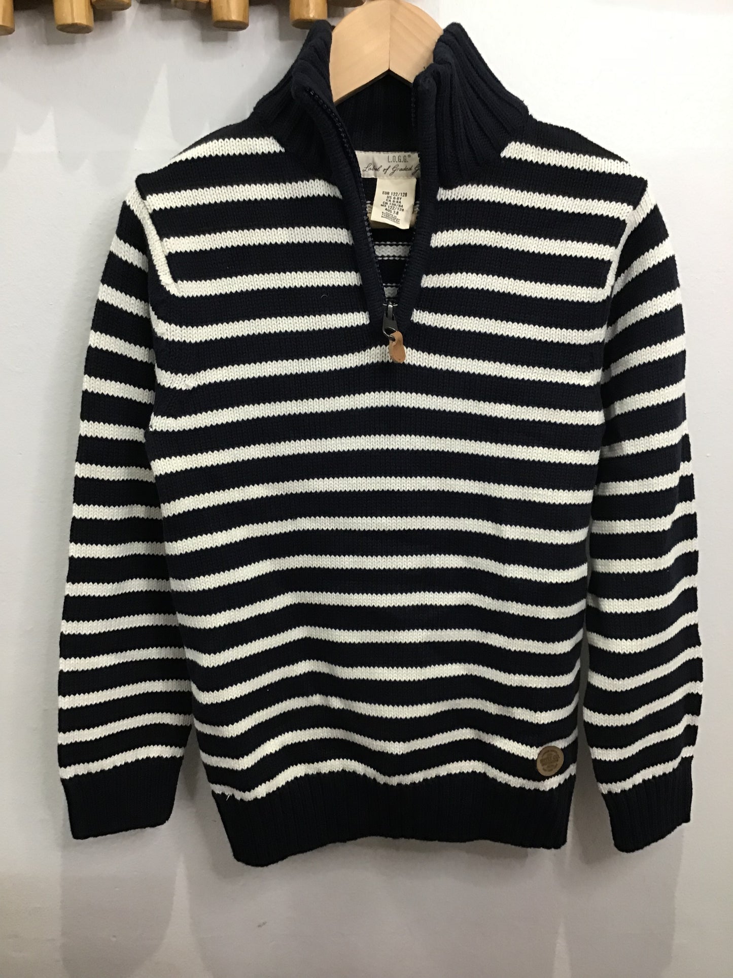 Sweater striped quarter zip 6-8y