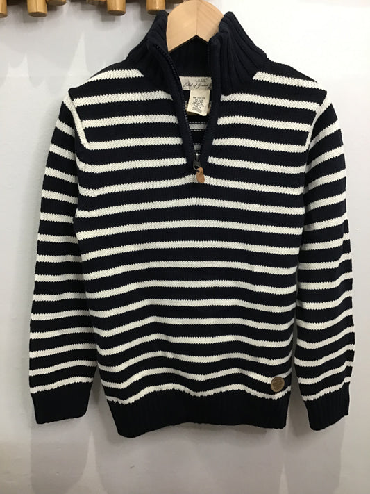 Sweater striped quarter zip 6-8y