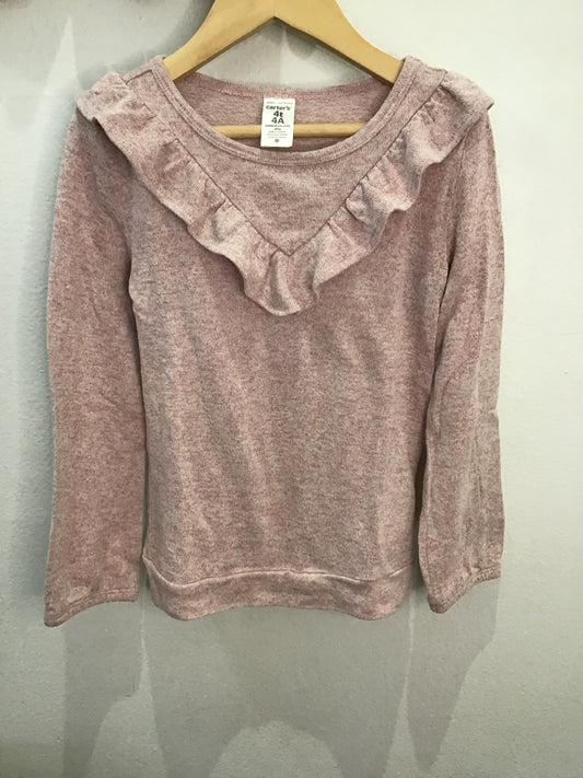Pink frilly knit longsleeve 4y