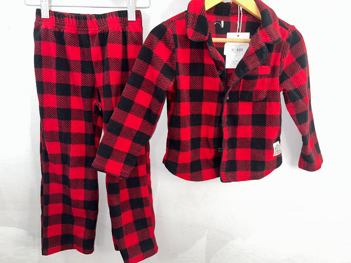 Roots red fleece pyjamas 4y