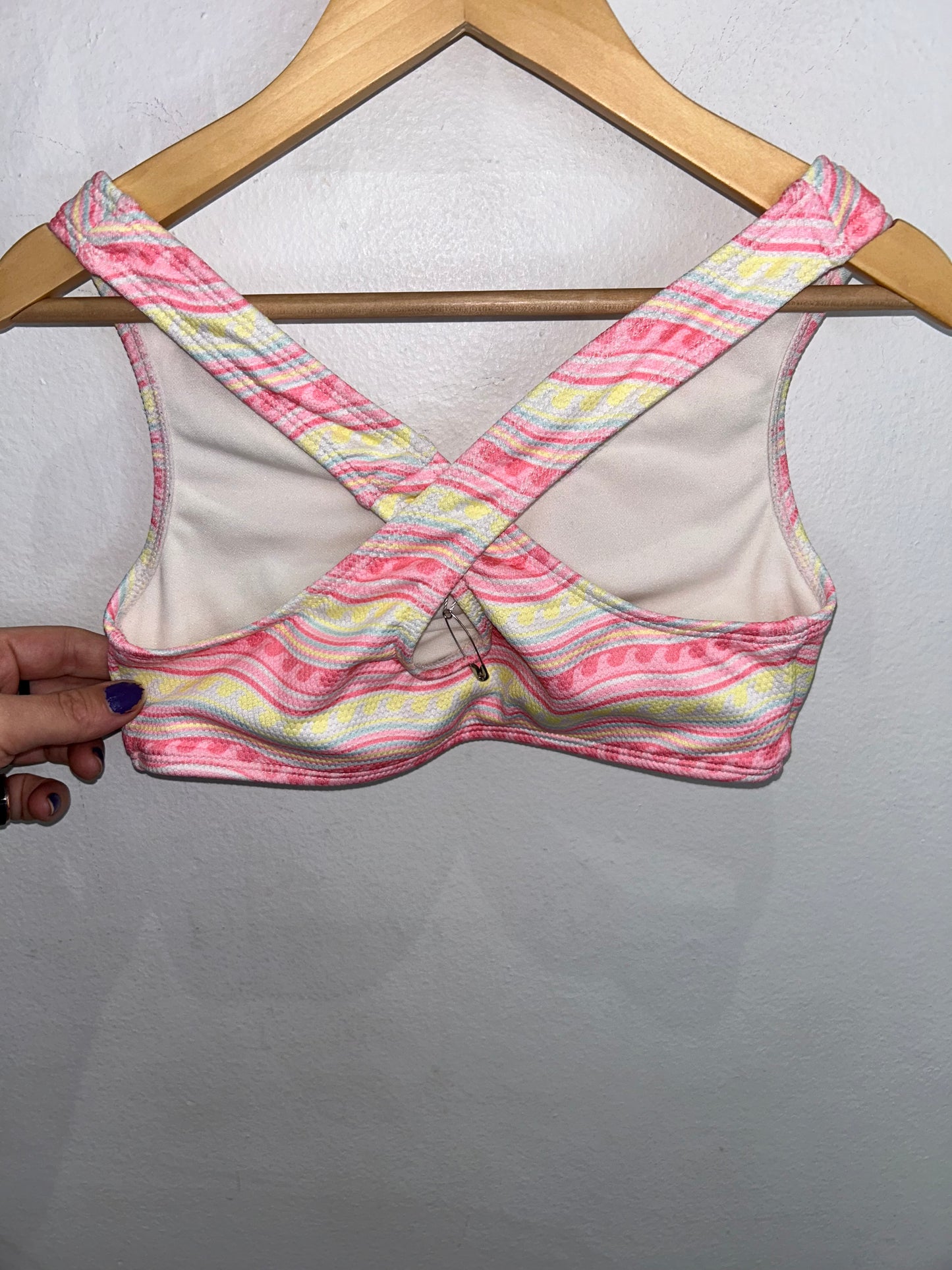 Hurley two piece pink pattern swimsuit 10y