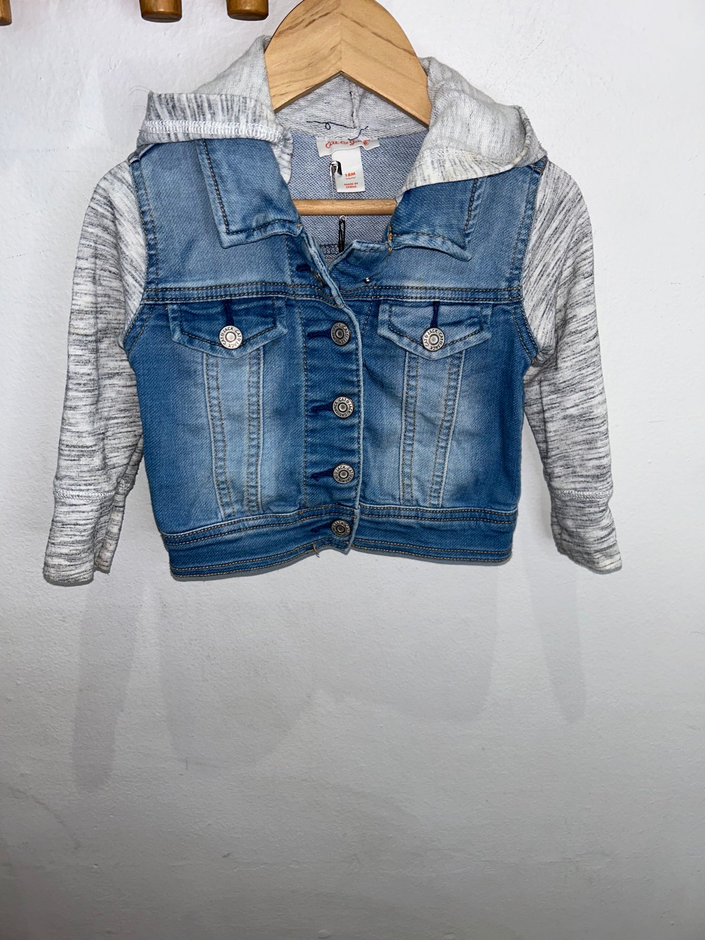 Hooded stretchy denim jacket 18m