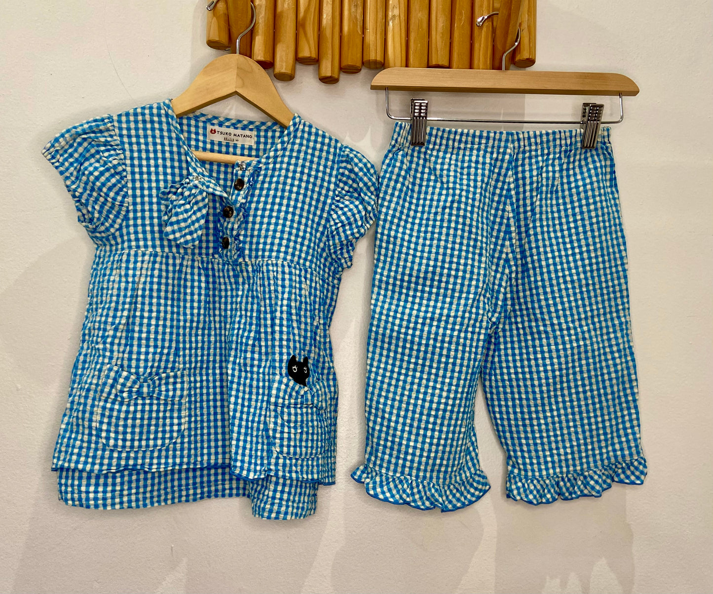 Blue gingham set 3-4y