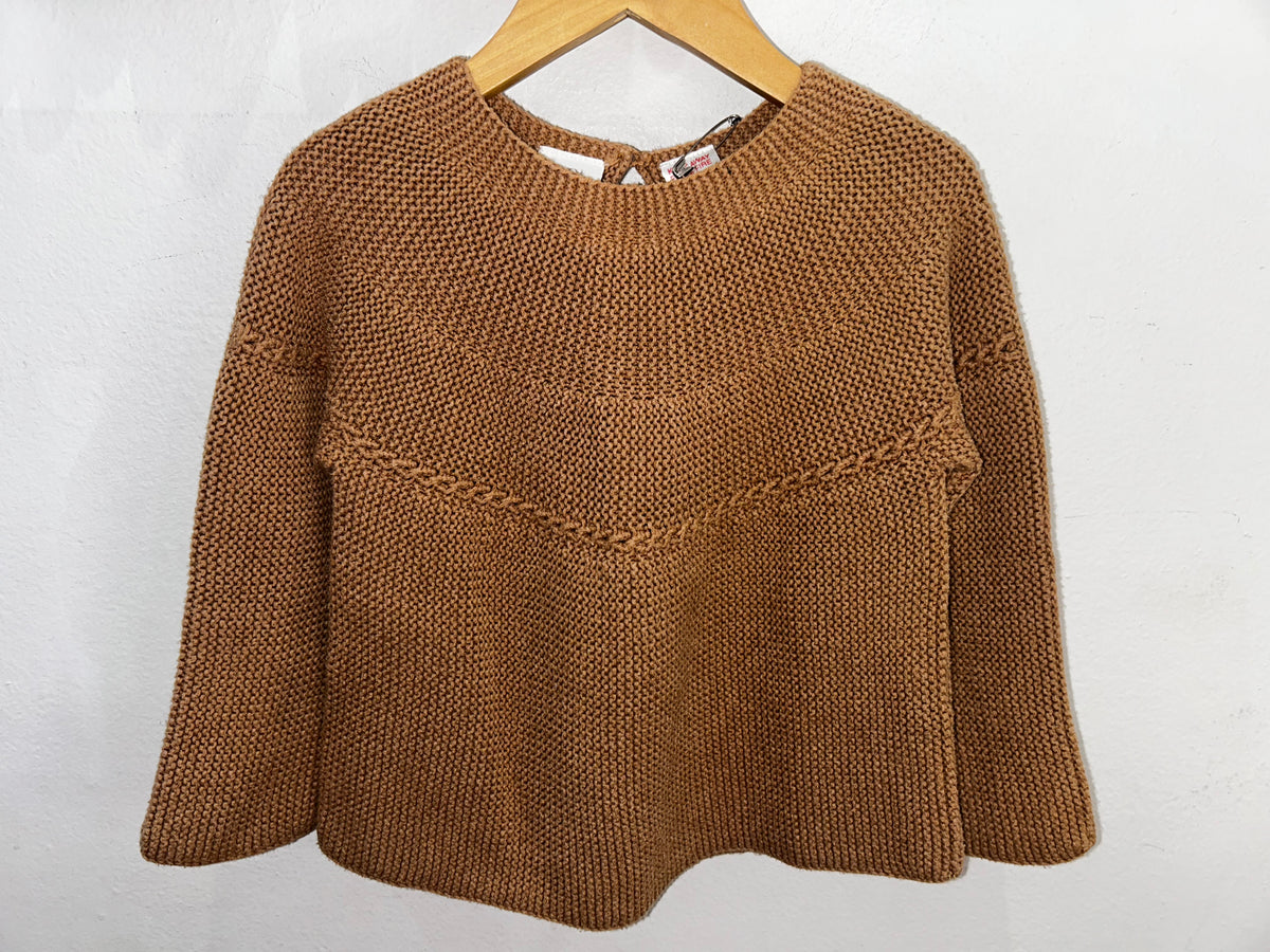 Beige round knit sweater 2-3y