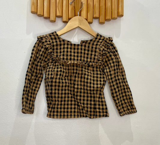 Brown checkered blouse 18-24m