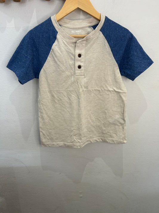 Blue and cream henley 6-7y