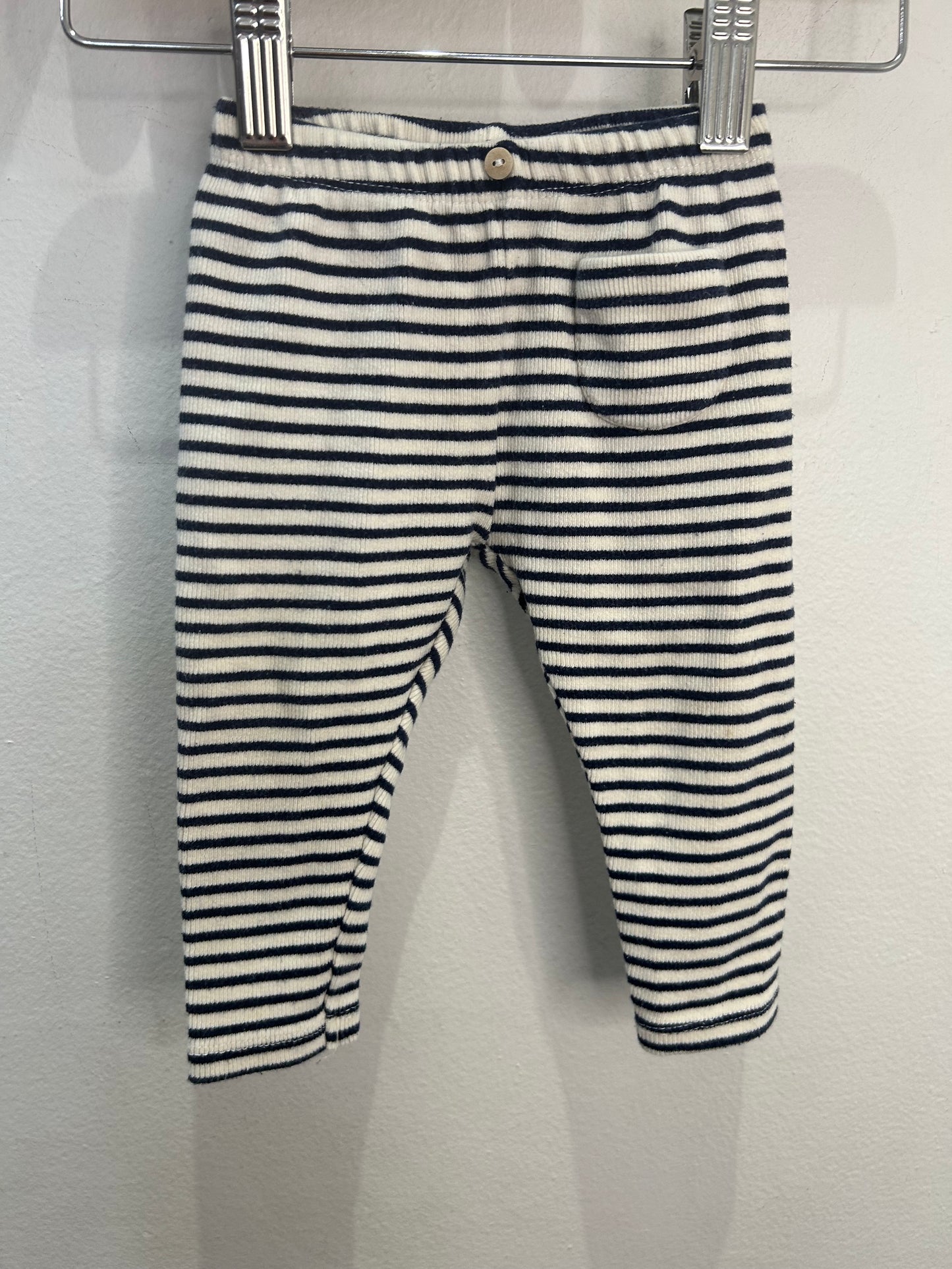 Blue strpie ribbed pants 6-9m