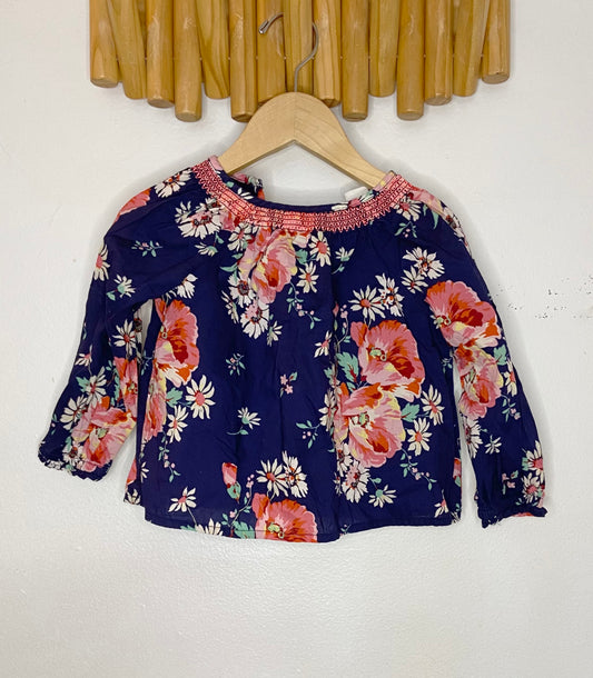 Smocked neck floral blouse 18-24m