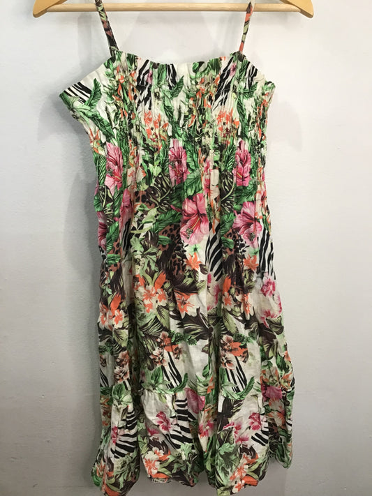 Dress wild pattern hibiscus 8-9y