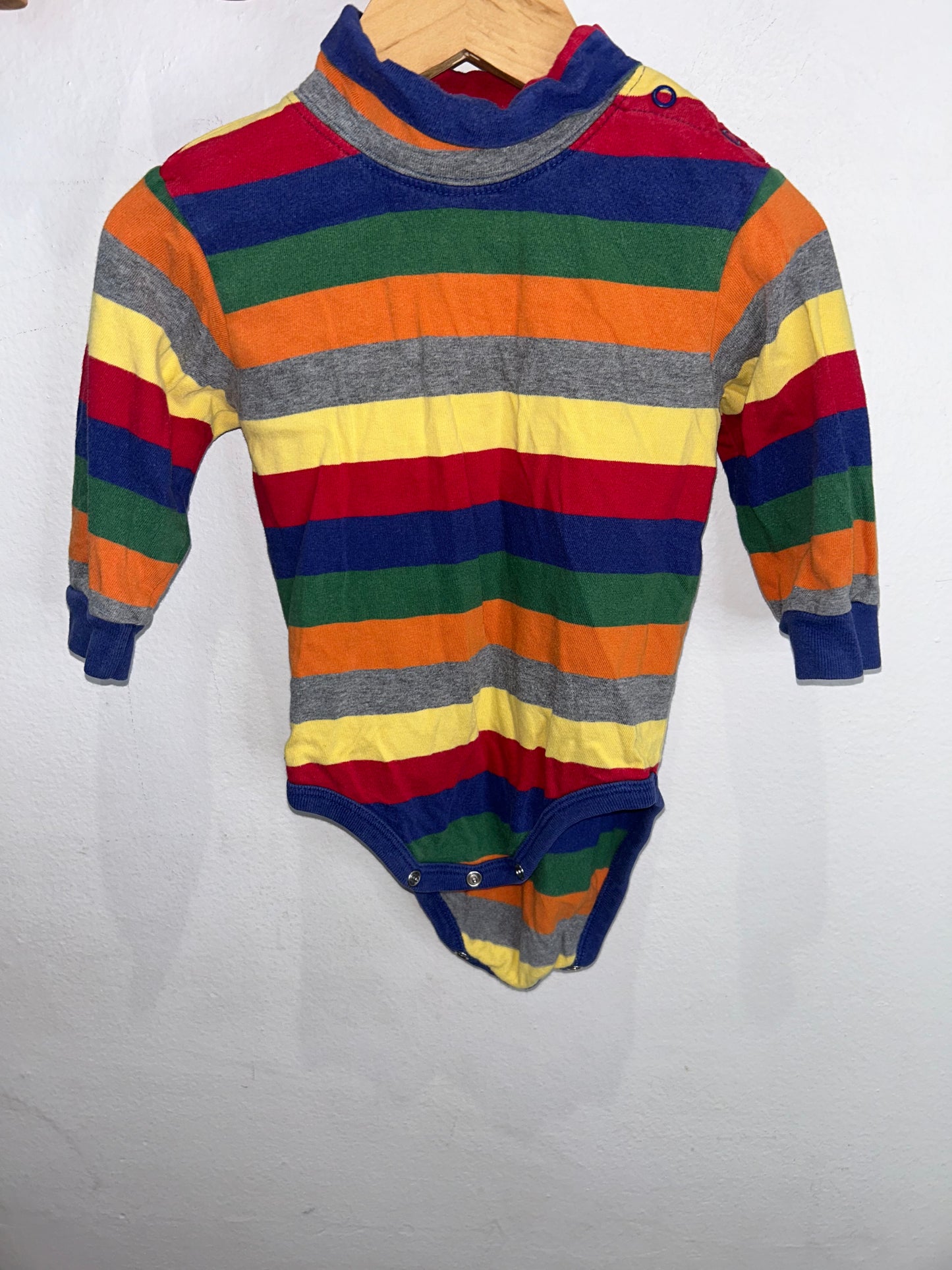 Color stripes turtleneck onesie 6-12m