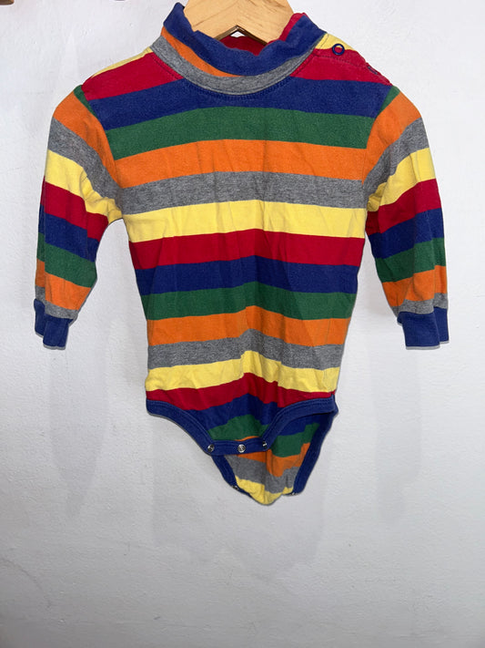 Color stripes turtleneck onesie 6-12m