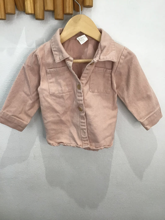Pink denim shirt 6-9m
