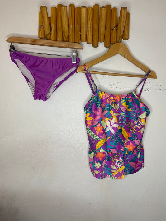 Speedo two piece purple floral swimsuit 10y