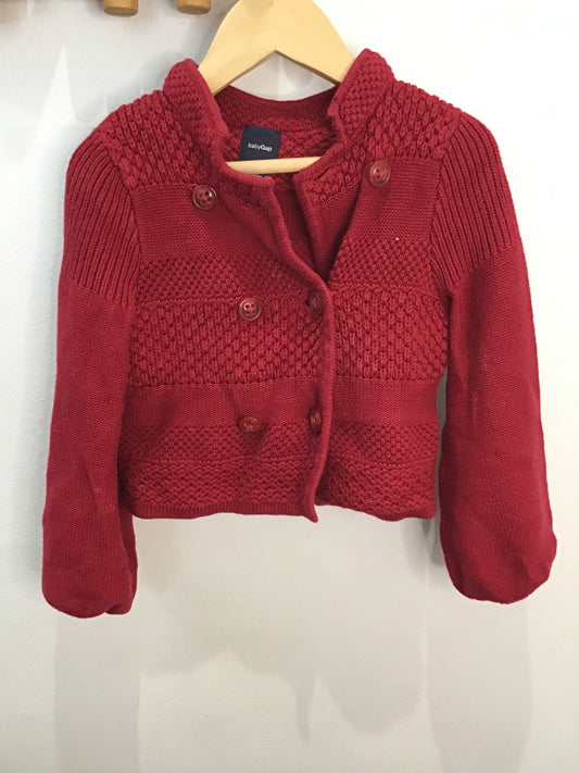 Sweater crop red collared knit 4y