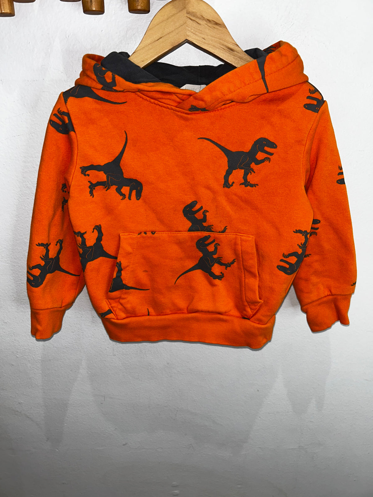 Orange dino hoodie 18-24m