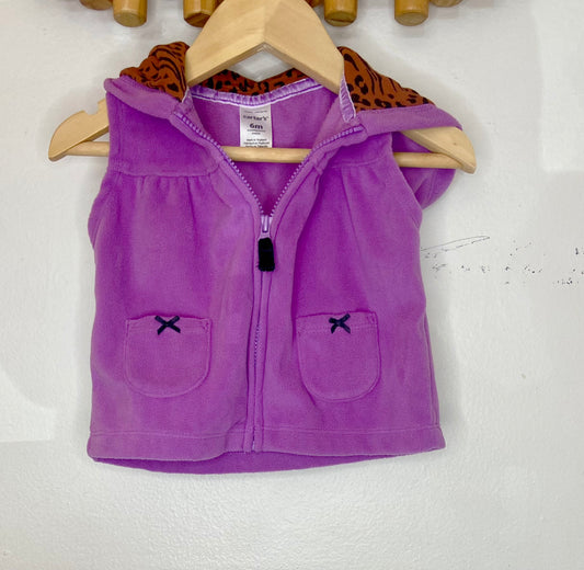 Purple hooded fleecy vest 6m