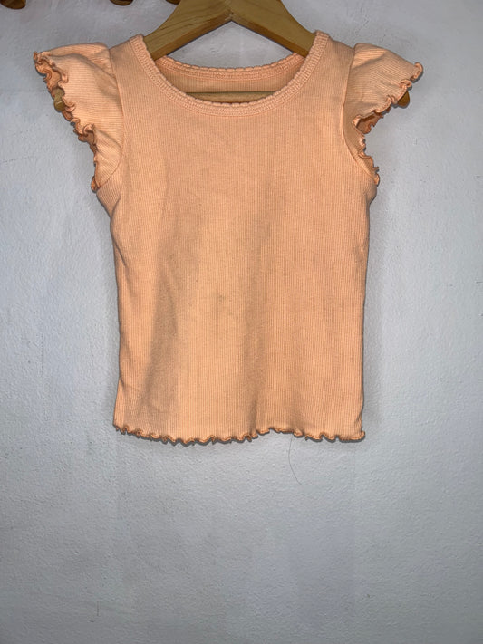 Peach ribbed tee 2y