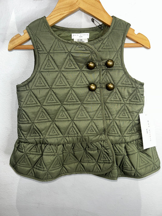 Olive quilted vest 24m NEW