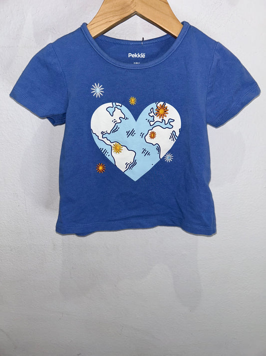 Heart earth blue tee 18m