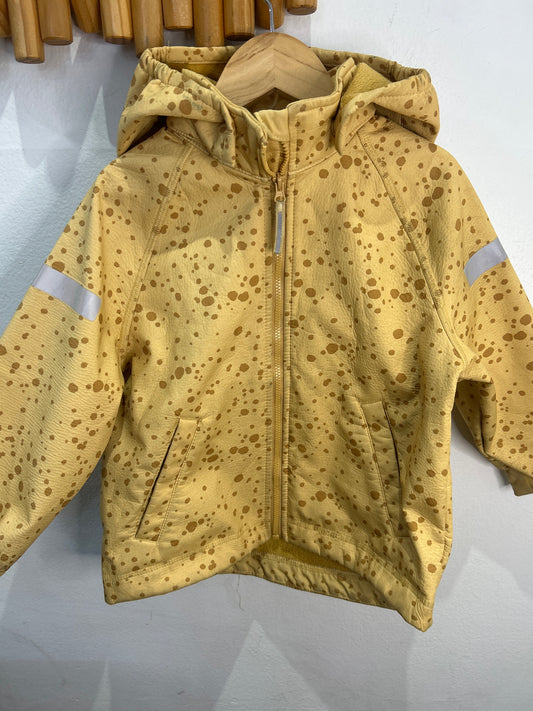 Yellow fleece lined rain jacket 2-4y