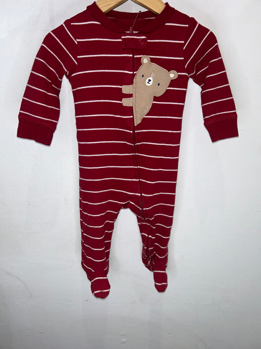 Double zipper red sleeper 6-12m