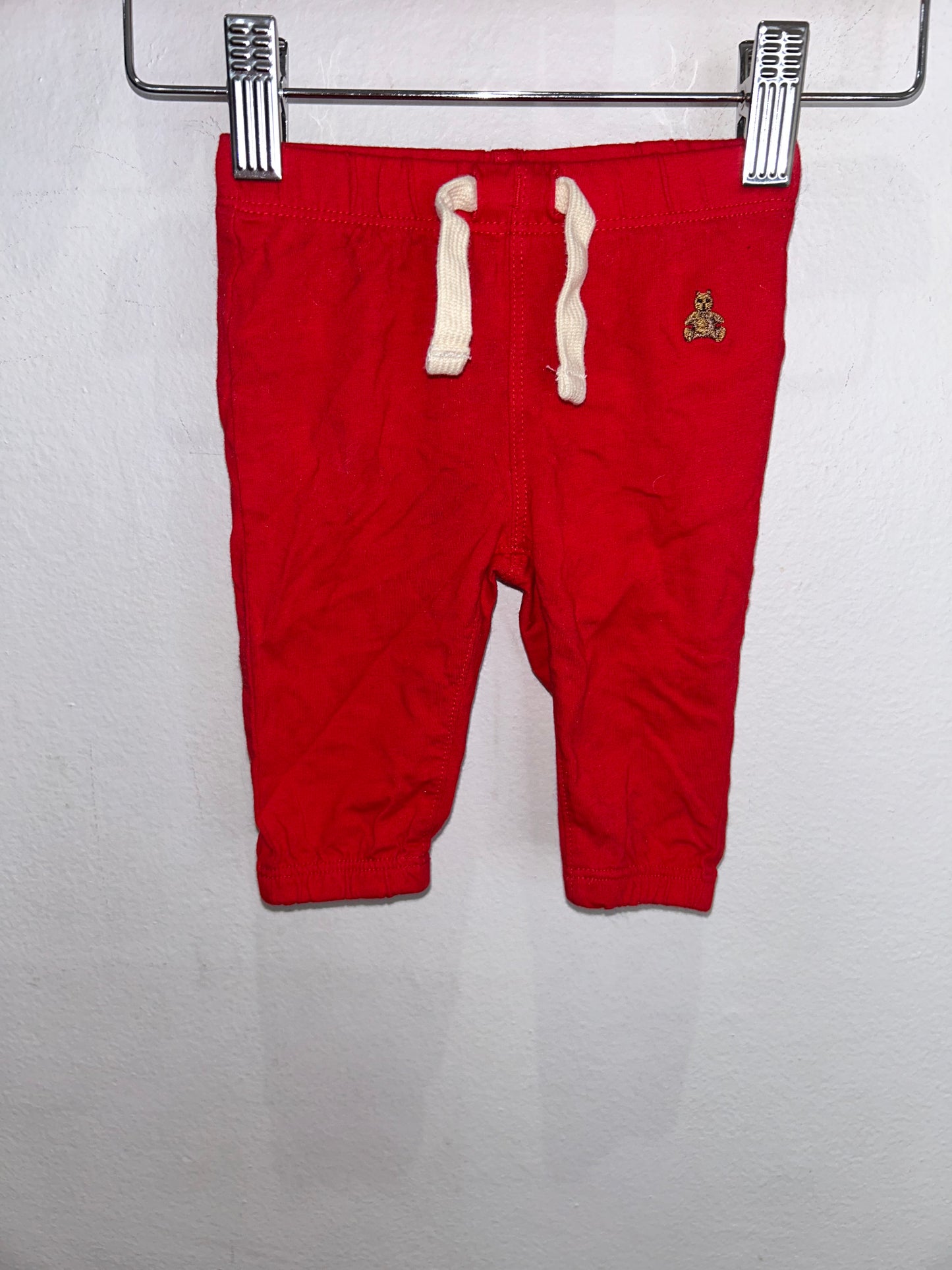Red cotton pants 0-3m