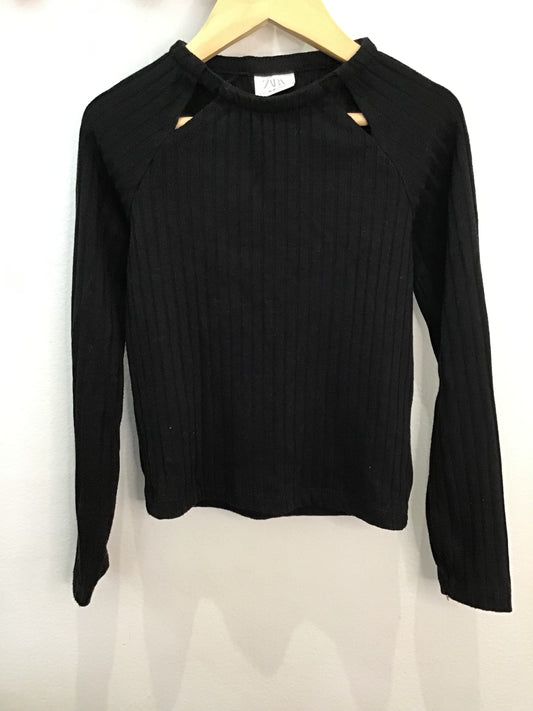 Longsleeve ribbed tee black 8-9y