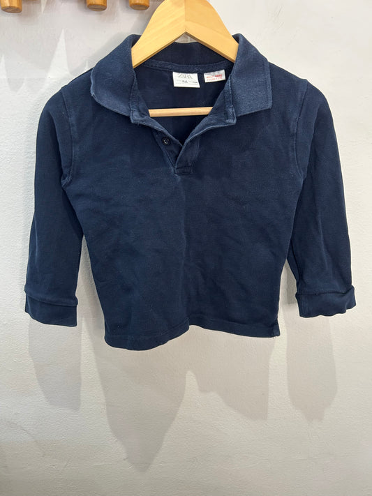 Navy longsleeve polo 3-4y